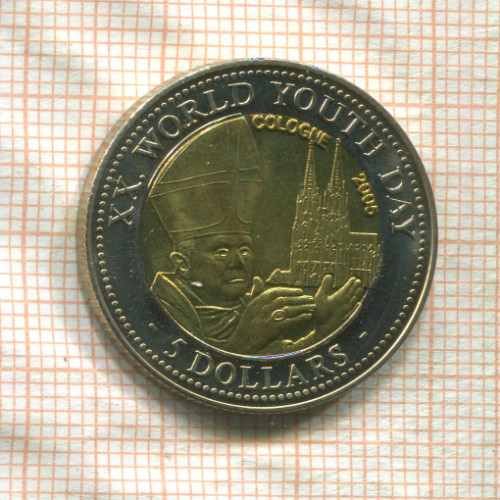 5 долларов. Либерия 2005г