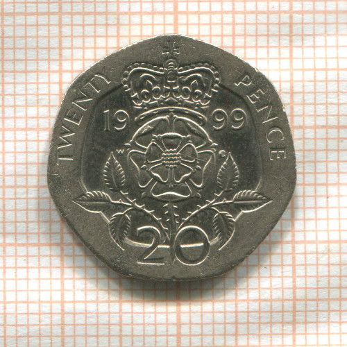 20 пенсов. Великобритания 1999г