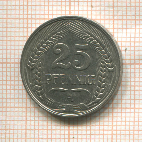 25 пфеннигов. Германия 1911г