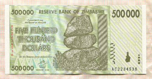 500000 долларов. Зимбабве 2008г