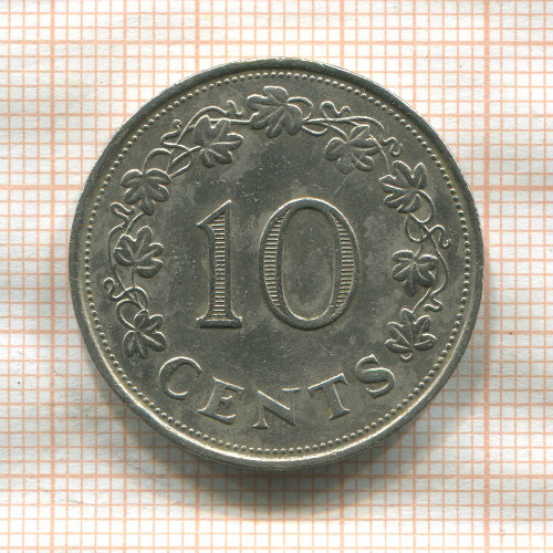 10 центов. Мальта 1972г