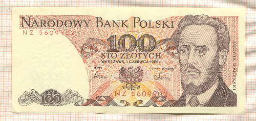 100 злотых. Польша 1986г