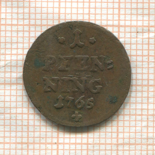 1 пфеннинг. Бавария 1765г