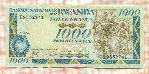 1000 франков. Руанда 1988г