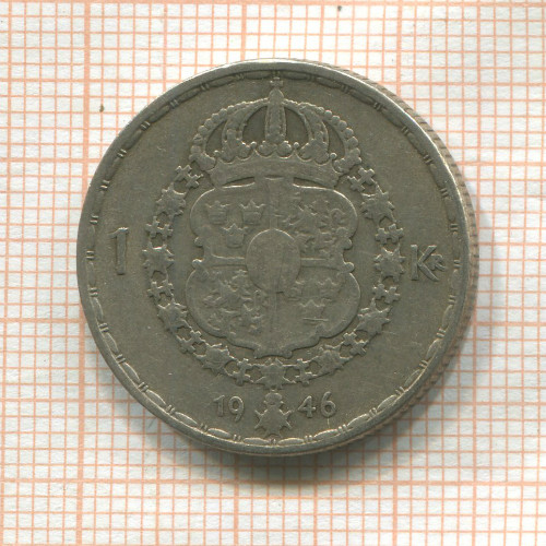 1 крона. Швеция 1946г