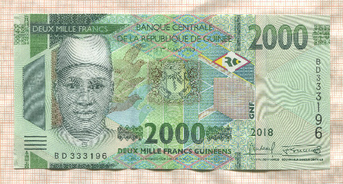 2000 франков. Гвинея 2018г