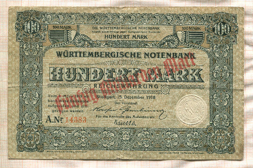 100 марок. Германия 1918г