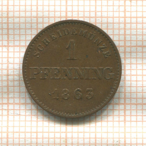1 пфеннинг. Бавария 1863г