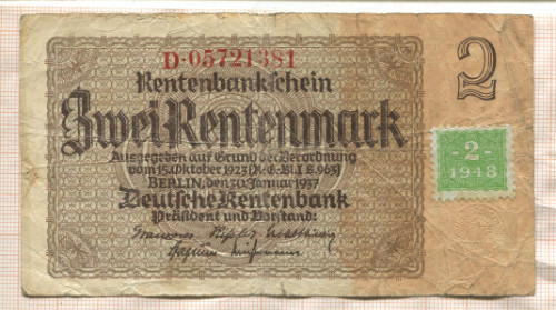 2 марки. Германия 1948г