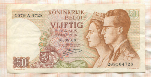 50 франков. Бельгия 1966г