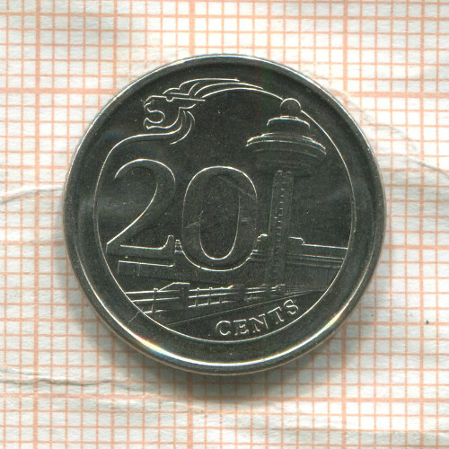20 центов. Сингапур 2013г