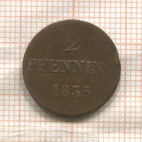 2 пфеннинга. Бавария 1835г