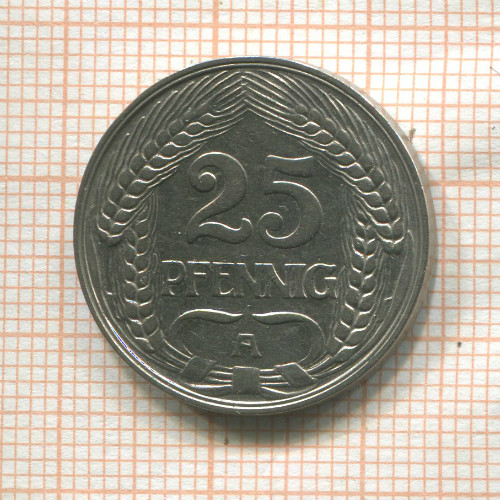 25 пфеннигов. Германия 1909г