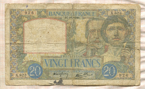 20 франков. Франция 1940г