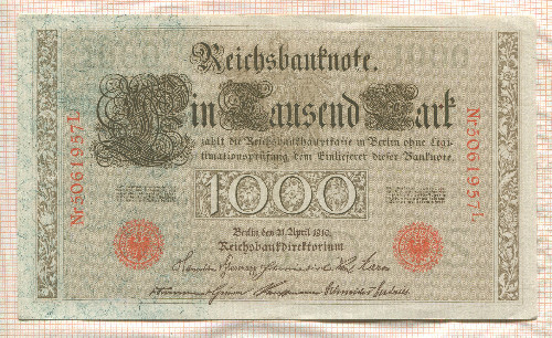 1000 марок. Германия 1910г