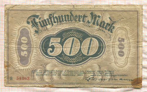 500 марок. Германия 1922г