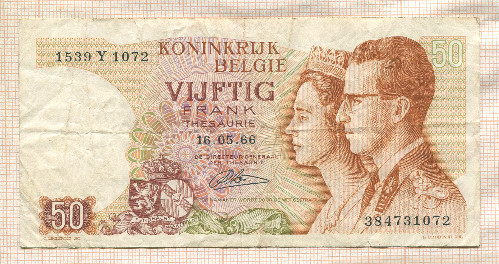 50 франков. Бельгия 1966г