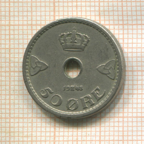50 эре. Норвегия 1945г