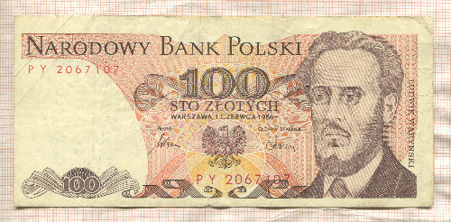 100 злотых. Польша 1986г