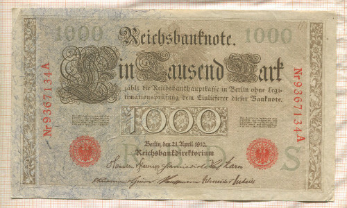 1000 марок. Германия 1910г