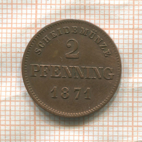 2 пфеннинга. Бавария 1871г