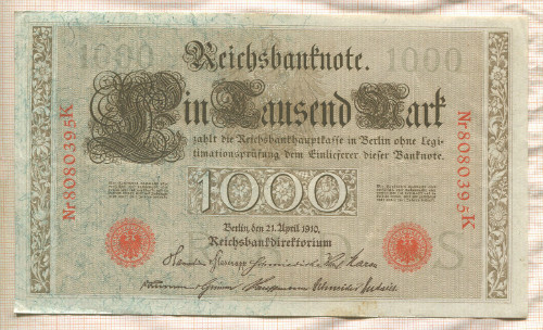 1000 марок. Германия 1910г