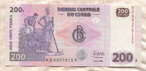 200 франков. Конго 2022г