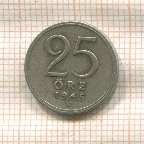 25 эре. Швеция 1945г