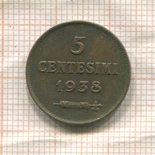 5 сентесимо. Сан-Марино 1938г