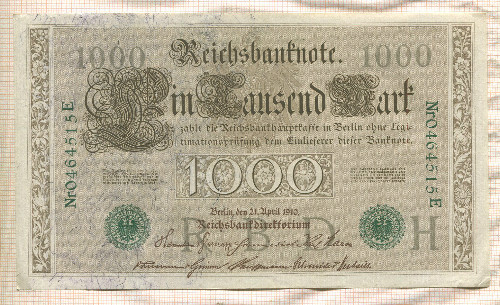 1000 марок. Германия 1910г