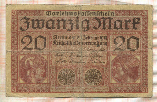 20 марок. Германия 1918г