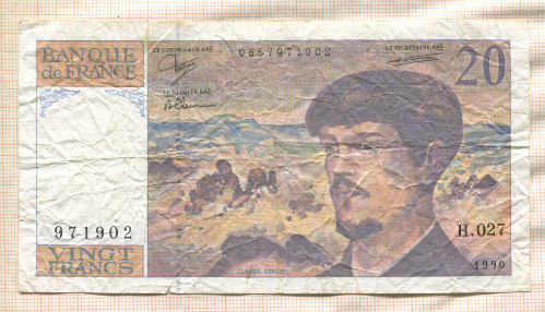 20 франков. Франция 1990г