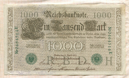 1000 марок. Германия 1910г