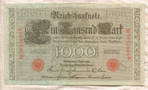 1000 марок. Германия 1910г