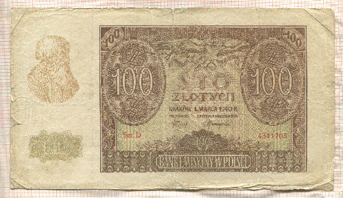 100 злотых. Польша 1940г