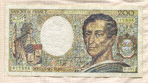 200 франков. Франция 1990г