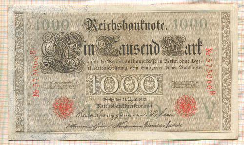 1000 марок. Германия 1910г