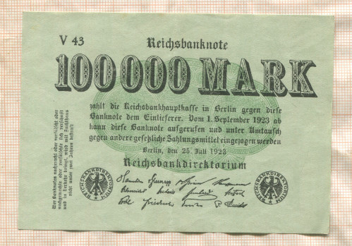 100000 марок. Германия 1923г