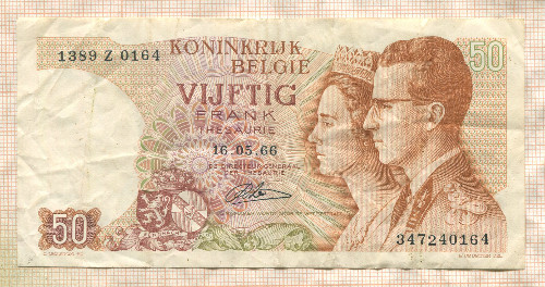 50 франков. Бельги 1966г