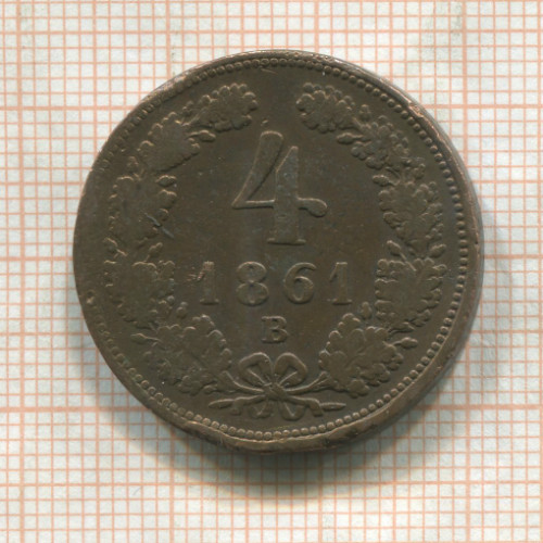 4 крейцера. Австрия 1861г