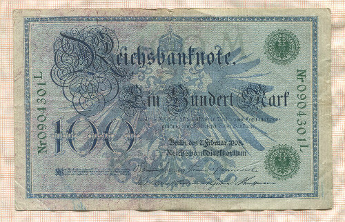 100 марок. Германия 1908г