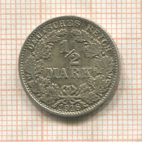 1/2 марки. Германия 1916г