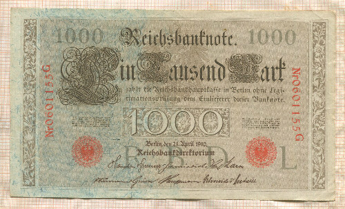 1000 марок. Германия 1910г