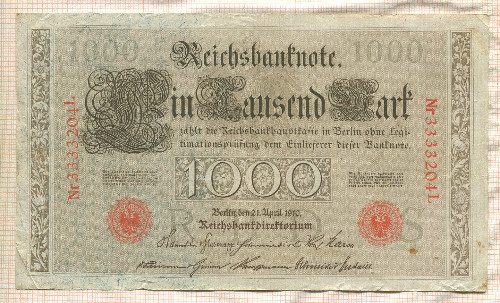 1000 марок. Германия 1910г