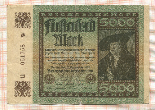 5000 марок. Германия 1922г