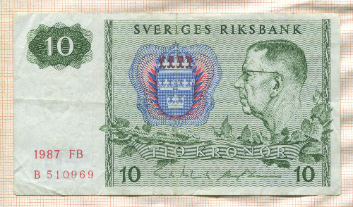 10 крон. Швеция 1987г