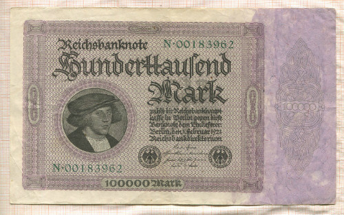 100000 марок. Германия 1922г