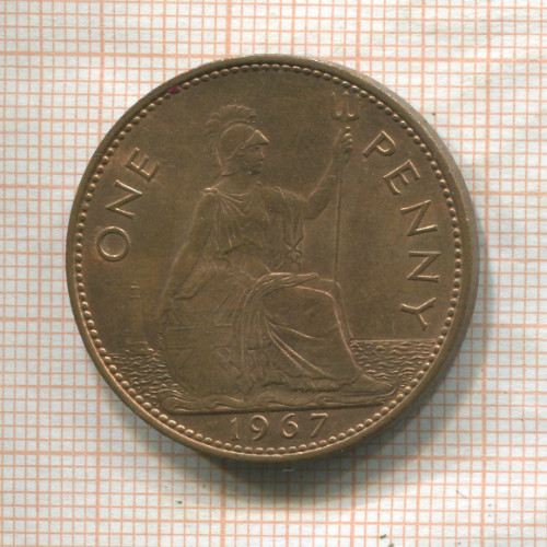 1 пенни. Великобритания 1967г