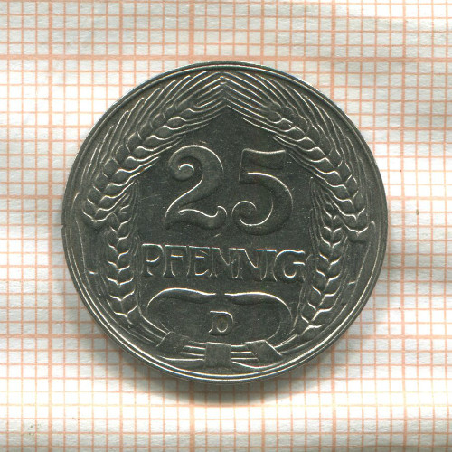 25 пфеннигов. Германия 1909г