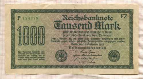 1000 марок. Германия 1922г